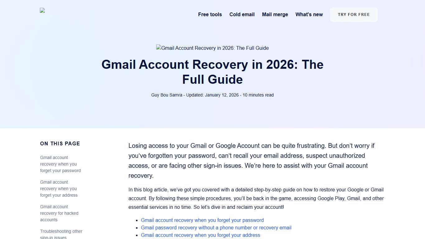 Gmail Account Recovery in 2026: The Full Guide